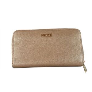 Furla Gold Zip-Around Wallet Sleek Design